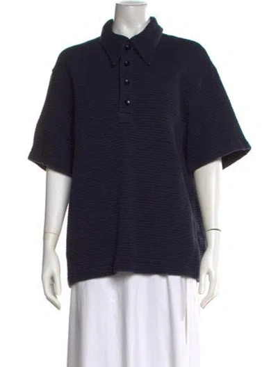 Pre-owned Tibi Short Sleeve Polo In Blue