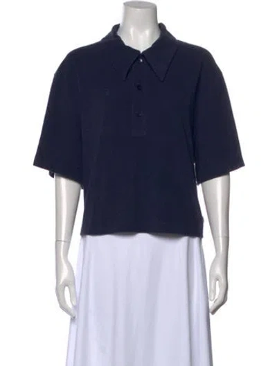 Pre-owned Tibi Short Sleeve Polo In Blue