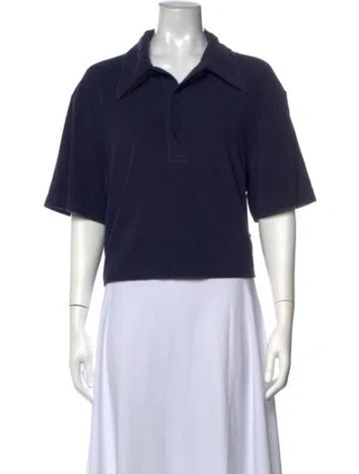 Pre-owned Tibi Short Sleeve Polo In Blue