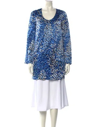 Pre-owned Tibi Silk Animal Print Tunic In Blue