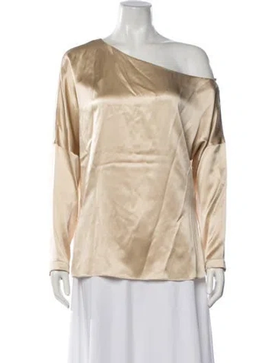 Pre-owned Tibi Silk Asymmetrical Blouse W/ Tags In Gold