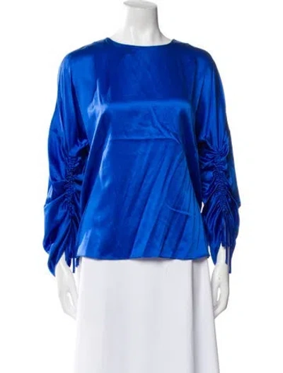 Pre-owned Tibi Silk Bateau Neckline Blouse In Blue