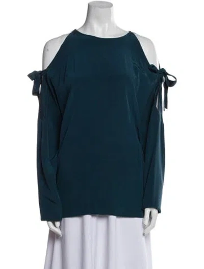 Pre-owned Tibi Silk Bateau Neckline Blouse In Blue
