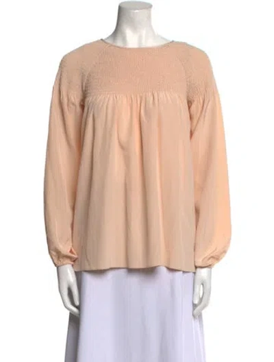 Pre-owned Tibi Silk Bateau Neckline Blouse In Neutral