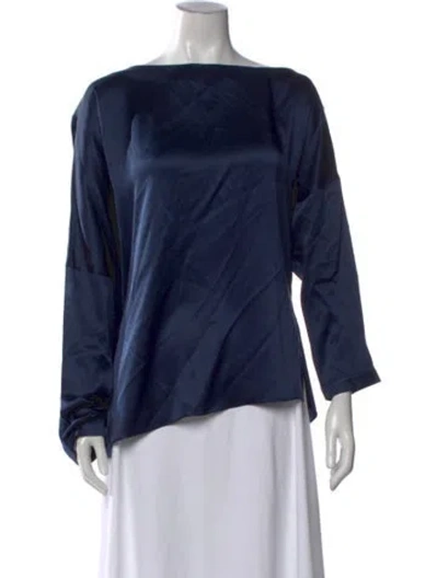 Pre-owned Tibi Silk Bateau Neckline Top In Blue