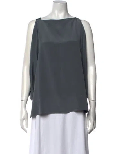 Pre-owned Tibi Silk Bateau Neckline Top In Grey