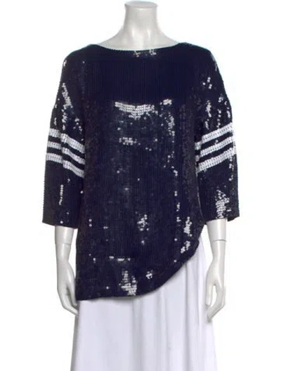 Pre-owned Tibi Silk Bateau Neckline Tunic In Blue