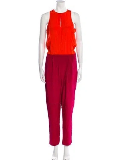 Pre-owned Tibi Silk Colorblock Pattern Jumpsuit W/ Tags In Pink