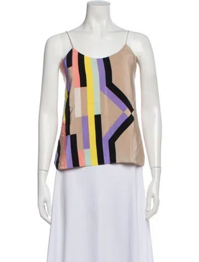 Pre-owned Tibi Silk Colorblock Pattern Top In Neutral