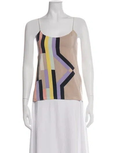 Pre-owned Tibi Silk Colorblock Pattern Top In Neutral