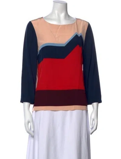 Pre-owned Tibi Silk Colorblock Pattern Top In Pink