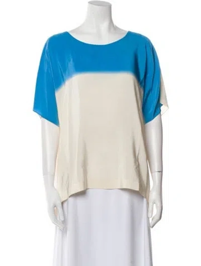 Pre-owned Tibi Silk Colorblock Pattern T-shirt In Neutral