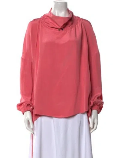 Pre-owned Tibi Silk Cowl Neck Blouse In Pink