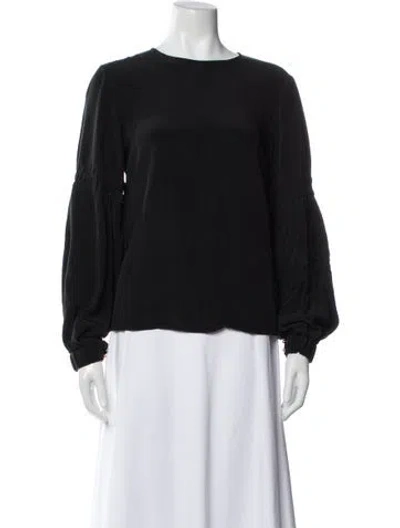 Pre-owned Tibi Silk Crew Neck Blouse In Black