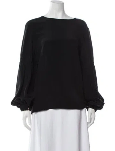Pre-owned Tibi Silk Crew Neck Blouse In Black