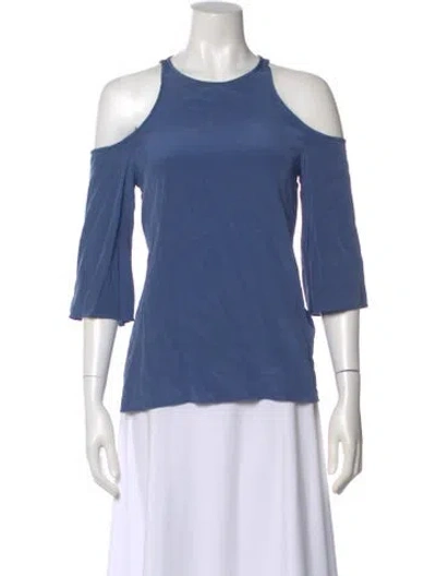 Pre-owned Tibi Silk Crew Neck Blouse In Blue