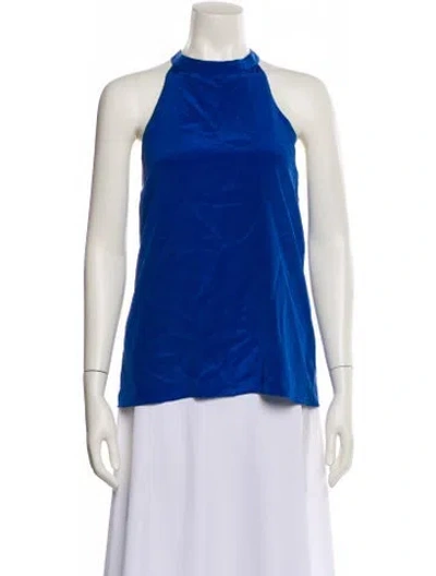 Pre-owned Tibi Silk Crew Neck Blouse In Blue