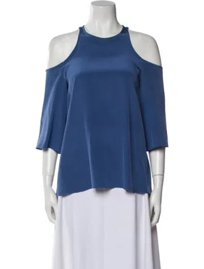 Pre-owned Tibi Silk Crew Neck Blouse In Blue