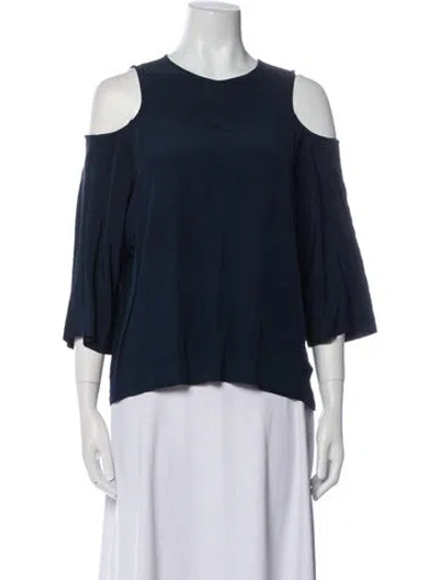 Pre-owned Tibi Silk Crew Neck Blouse In Blue
