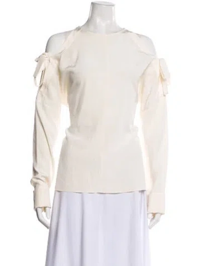 Pre-owned Tibi Silk Crew Neck Blouse In Neutral