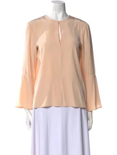 Pre-owned Tibi Silk Crew Neck Blouse In Neutral