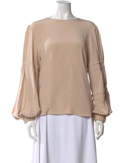 Pre-owned Tibi Silk Crew Neck Blouse In Neutral