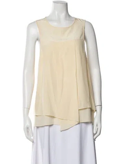 Pre-owned Tibi Silk Crew Neck Blouse In Neutral