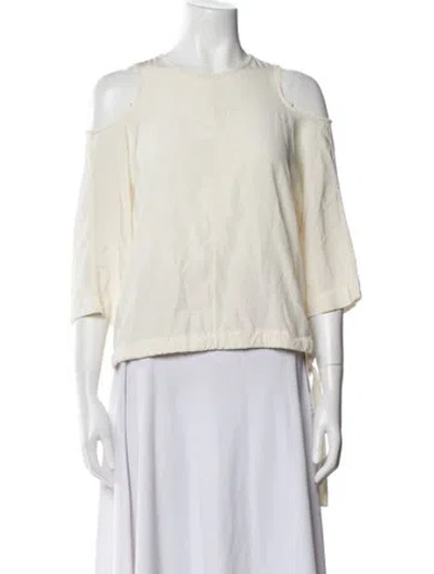 Pre-owned Tibi Silk Crew Neck Blouse In White