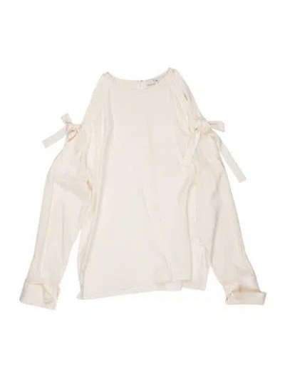 Pre-owned Tibi Silk Crew Neck Blouse In White