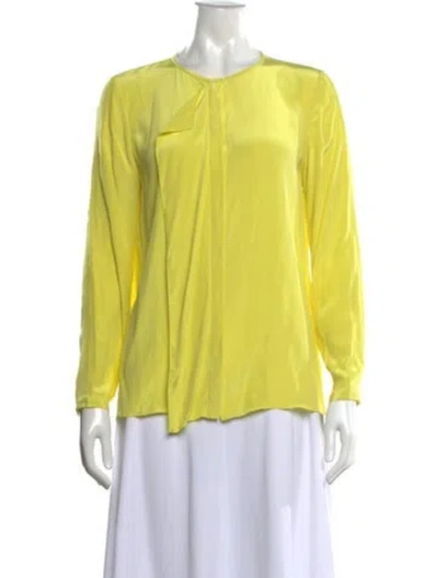 Pre-owned Tibi Silk Crew Neck Blouse In Yellow