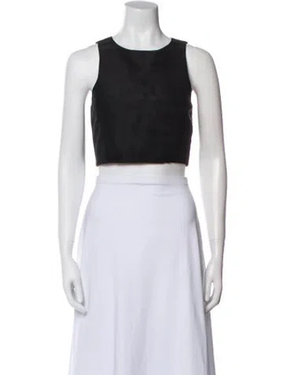 Pre-owned Tibi Silk Crew Neck Crop Top In Black