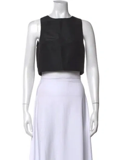 Pre-owned Tibi Silk Crew Neck Crop Top In Black