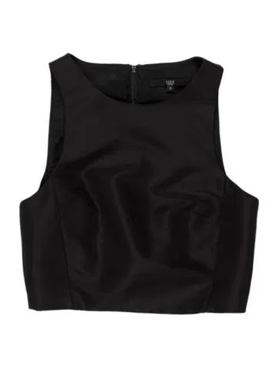 Pre-owned Tibi Silk Crew Neck Crop Top In Black