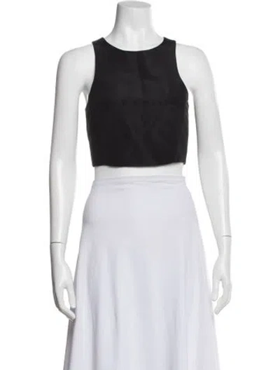 Pre-owned Tibi Silk Crew Neck Crop Top In Blue