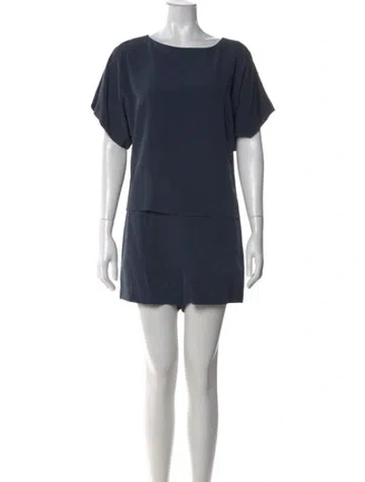 Pre-owned Tibi Silk Crew Neck Romper In Blue