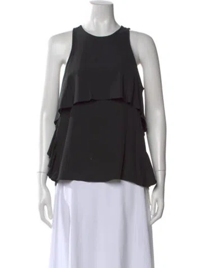 Pre-owned Tibi Silk Crew Neck Top In Black
