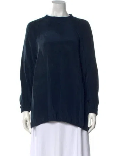 Pre-owned Tibi Silk Crew Neck Top In Blue