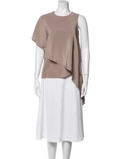 Pre-owned Tibi Silk Crew Neck Top In Brown