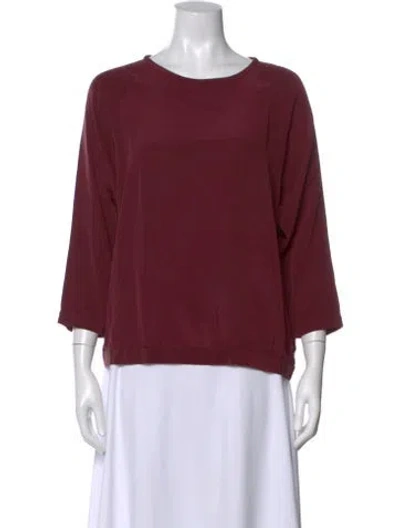 Pre-owned Tibi Silk Crew Neck Top In Burgundy