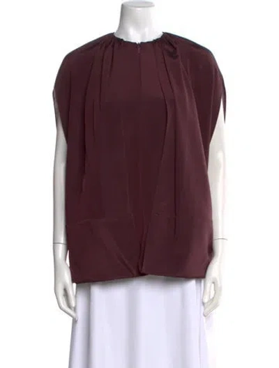Pre-owned Tibi Silk Crew Neck Top W/ Tags In Burgundy