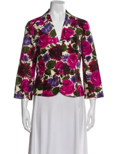 Pre-owned Tibi Silk Floral Print Blazer In Multi