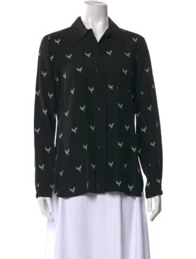 Pre-owned Tibi Silk Floral Print Blouse In Black