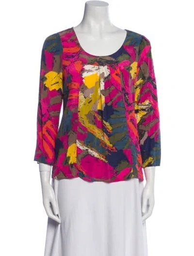 Pre-owned Tibi Silk Floral Print Blouse In Multi