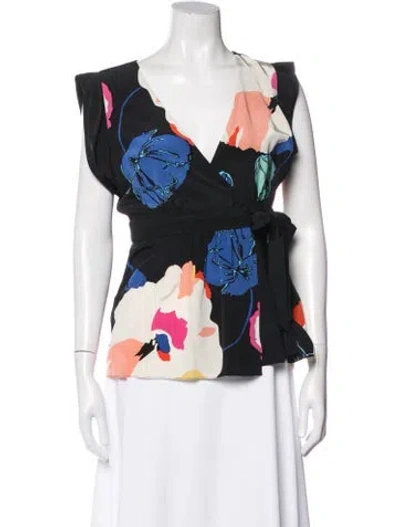 Pre-owned Tibi Silk Floral Print Blouse In Multi