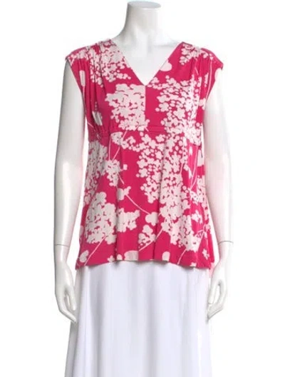 Pre-owned Tibi Silk Floral Print Blouse In Pink