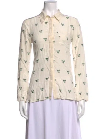 Pre-owned Tibi Silk Floral Print Button-up Top In Neutral