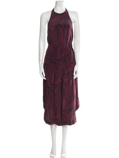 Pre-owned Tibi Silk Floral Print Jumpsuit In Burgundy
