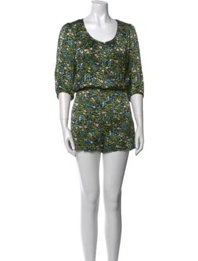 Pre-owned Tibi Silk Floral Print Romper In Multi