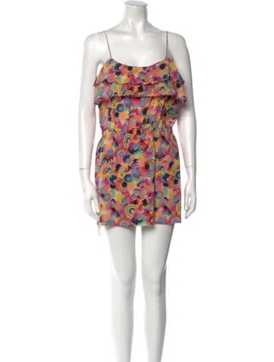 Pre-owned Tibi Silk Floral Print Romper In Pink