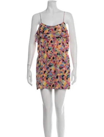 Pre-owned Tibi Silk Floral Print Romper In Pink